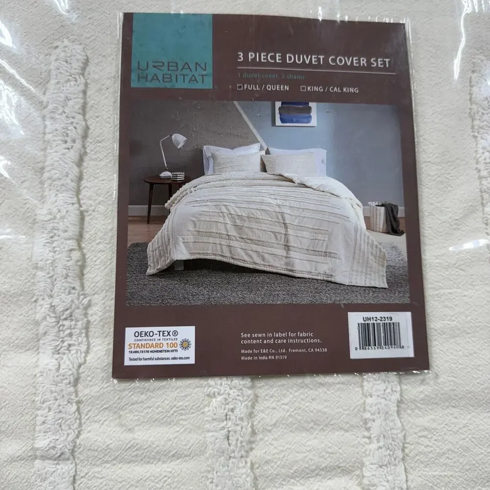 Urban Habitat NWT Mercer 3 Piece Cotton Chenille Duvet Cover Set Full/Queen